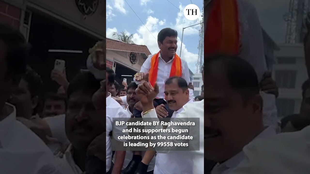 BY Raghavendra and his supporters celebrate lead | Lok Sabha elections 2024