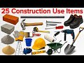 25 Construction Items Name English and Hindi with Pictures | 25 निर्माण सामग्री के नाम | Vehicle🚲🚗⛵🚁