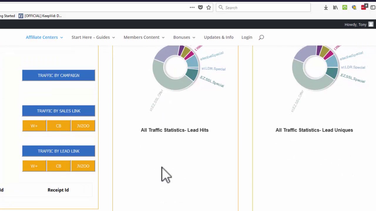 Affiliate Rex - Members Area Overview