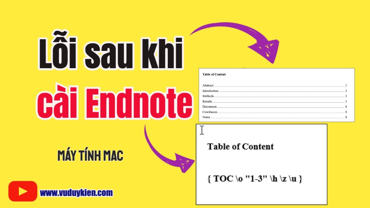 Lỗi sau khi cài đặt Endnote (MAC) | Show field codes instead of their ...