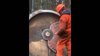 How to replace Hot saw tree plate. Quadco 27b #caterpillar #heavy
