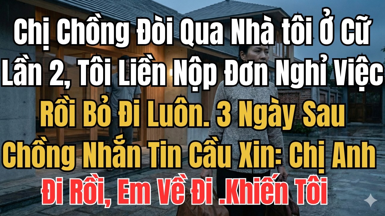 Chị Chồng Đòi Qua Nhà tôi Ở Cữ Lần 2, Tôi Liền Nộp Đơn Nghỉ Việc Rồi Bỏ Đi Luôn. 3 Ngày Sau