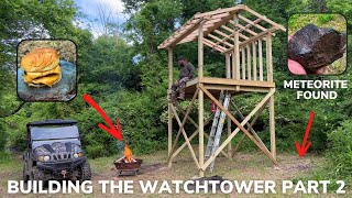 Solo Overnight Building a Watchtower in The Rain and Double Bison Cheeseburger