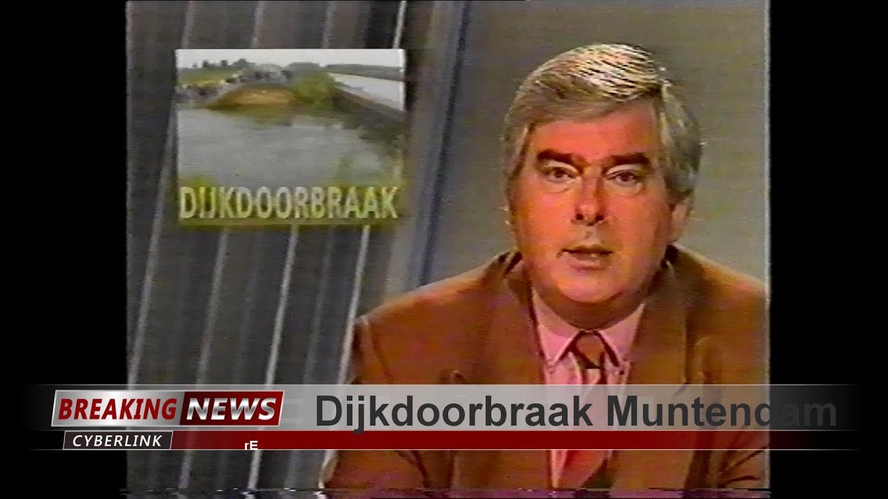 Muntendam, dijkdoorbraak tussenklappenpolder  14-08-1992