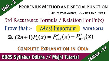 3rd Recurrence Formula For Legendre Polynomial Pn(x) Bsc 2nd Year #majhibira CBCS Syllabus Odisha .