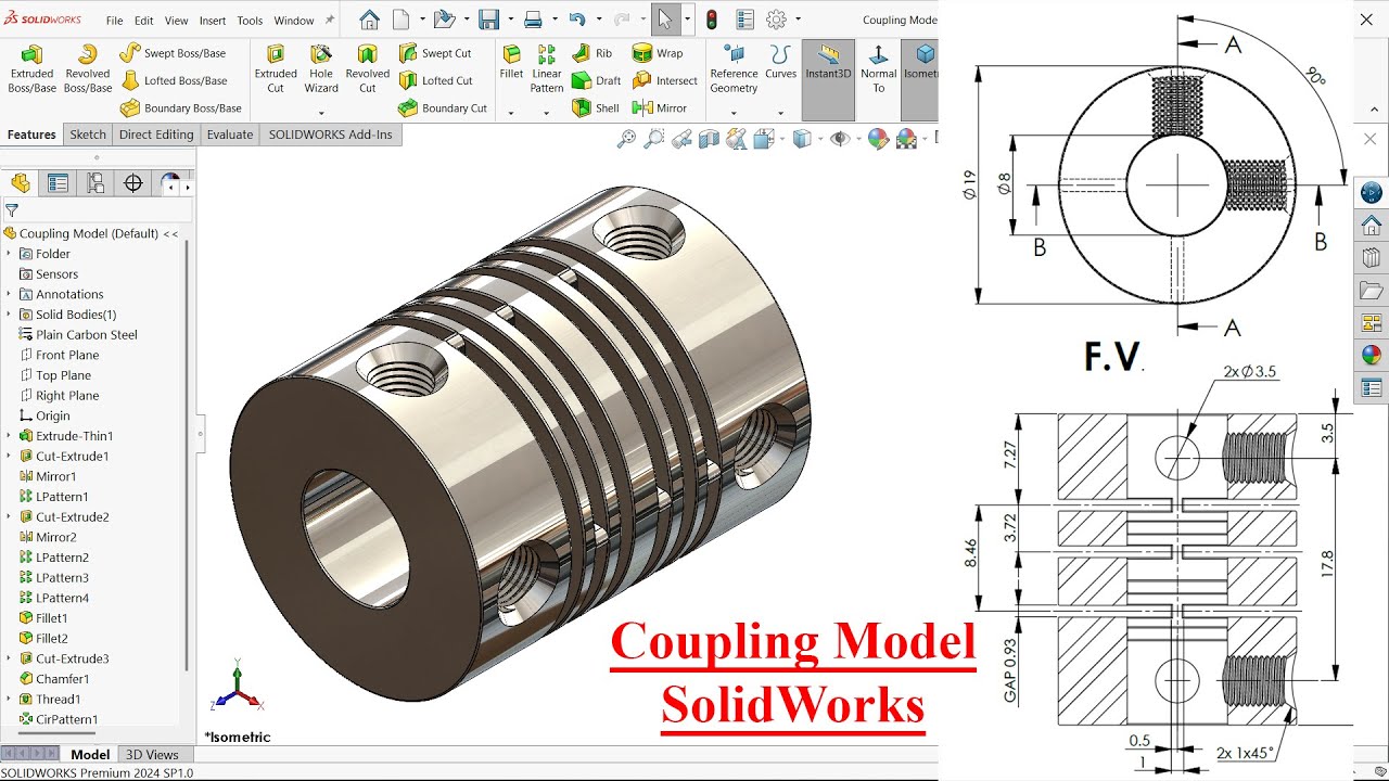 SolidWorks Tutorial-Coupling Modeling - YouTube