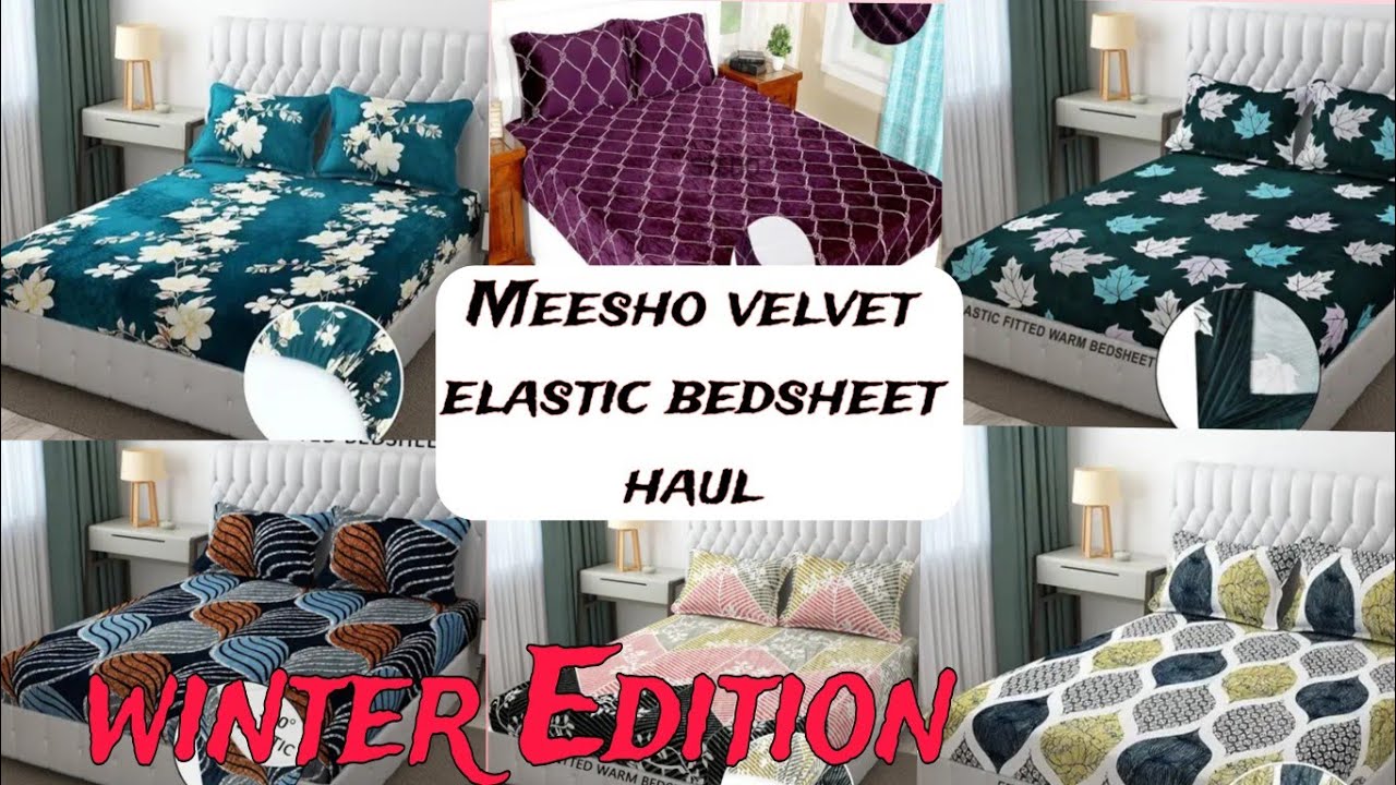 "TRENDY" MEESHO VELVET ELASTIC FITTED BEDSHEET HAUL  UNDER 700 || Honest Review || Shellykiduniya 😘