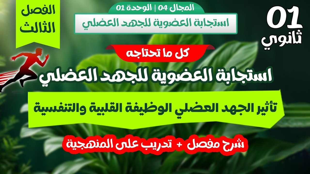 🤩واخيرا⛹️‍♂️استجابة العضوية للجهد العضلي🚴‍♀️ كل ما تحتاجه | مراجعة ممتازة للفرض《أولى ثانوي》الفصل 3
