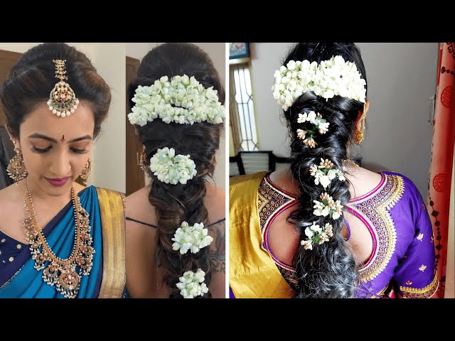 South Indian Bridal hair styling series: Braiding hair with partition. -  YouTube