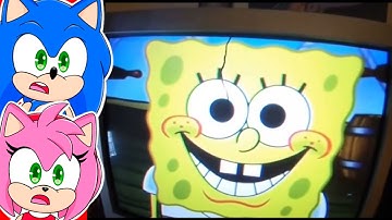 Sonic en Amy kijken naar Spongebob WAARSCHUWING + REAGEREN OP DE ENGSTE SPONGEBOB SORA 2 COMPILATIE