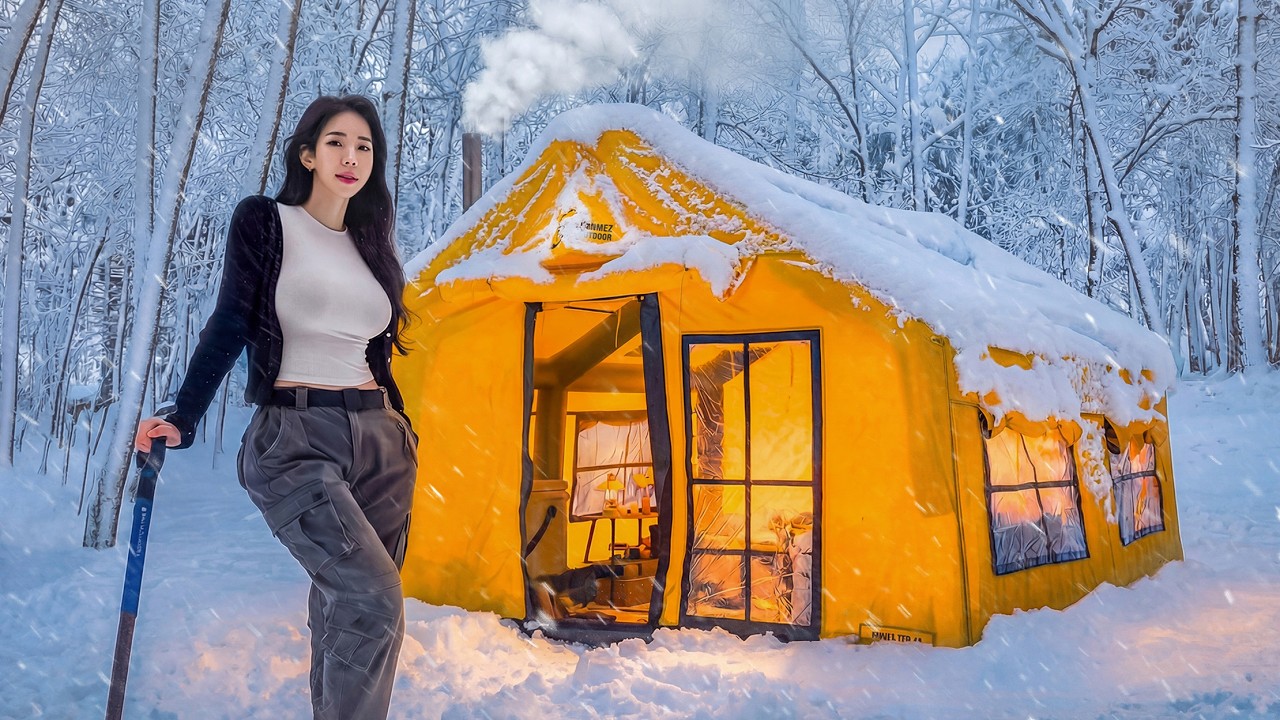 ❄️КЕМПИНГ В МЕТЕЛЬ ВНУТРИ РОСКОШНОЙ НАДУВНОЙ ПАЛАТКИ