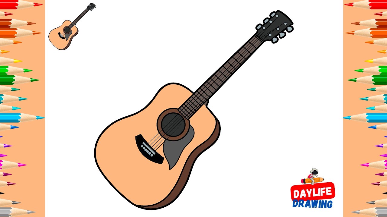 How to Draw a Guitar step by step - YouTube