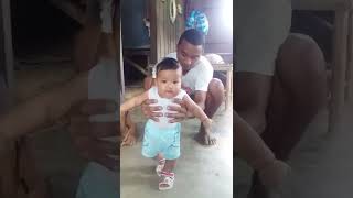 Baby Ashlee @5months  old‍? practice walking with papa Eric assist and Lola & Lolo watching