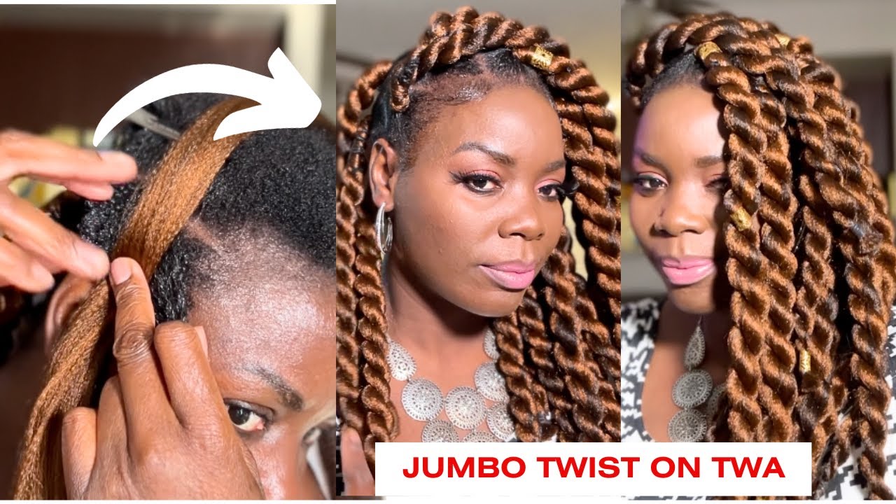 How to 🔥 JUMBO TWISTS ON SHORT HAIR RUBBER BAND METHOD / Beginner Friendly / Protective Style