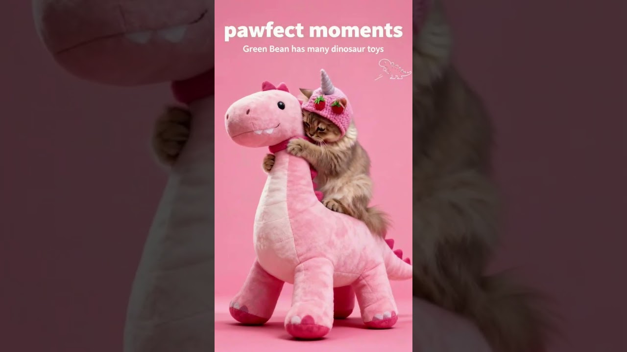 Cutest Dino Cat Ever! 🦖💗 Pawfect Pink Adventure! #GreenBeanCat #CuteCat #DinoVibes #PetShorts