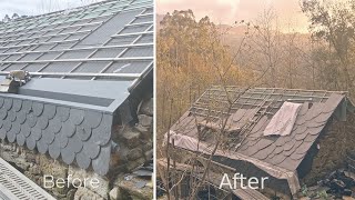 Stone House Renovation - Part 18: First side of the slate roof