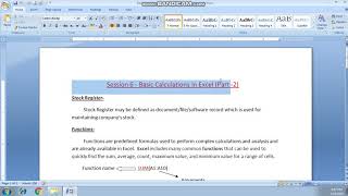 Spreadsheet (Basic) •|Lecture 23|• (Class 9) (Basic calculation in excel part 2).