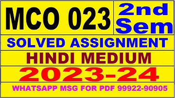 mco 23 (2nd Sem) solved assignment 2023-24 | mco 23 solved assignment in hindi 2024 | mco 23 2024