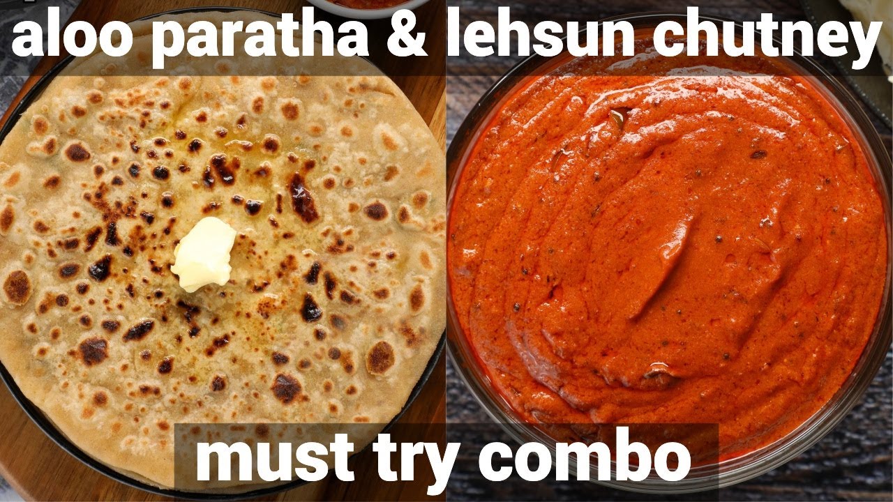 paratha & chatni meal combo recipe | aloo parathe & spicy chilli garlic chutney | paratha & chutney | Hebbar | Hebbars Kitchen