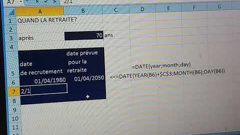 EXCEL TUTORIEL  CALCUL DE LA DATE DE LA RETRAITE D