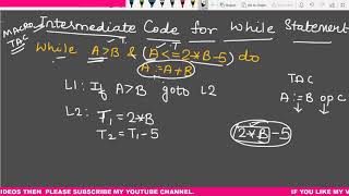Intermediate code for While Statement