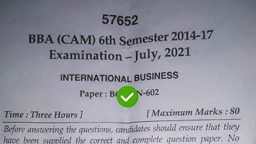 Mdu BBA CAM 6th Sem International Business Question  Paper 2021