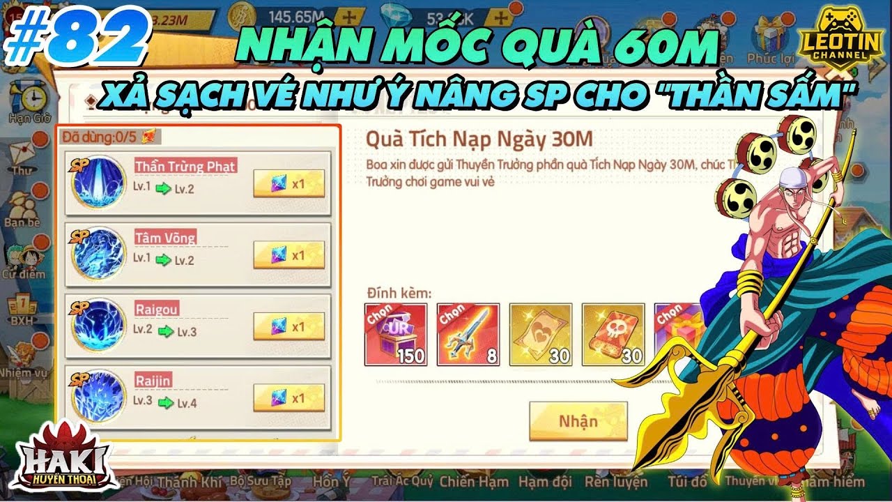 HAKI HUYỀN THOẠI - #82 Nhận Mốc Tích Nạp 30m lần 2 - Xả hết vé như ý úp 