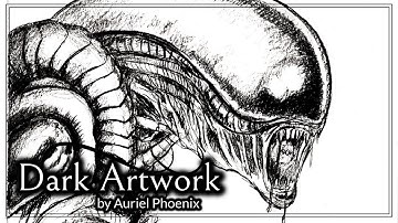 Alien Xenomorph Drawing in Time Lapse - Dark Artwork by Auriel Phoenix