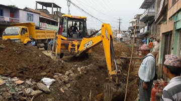 JCB Making Drain - JCB Working For New Road Construction - Dozer Video