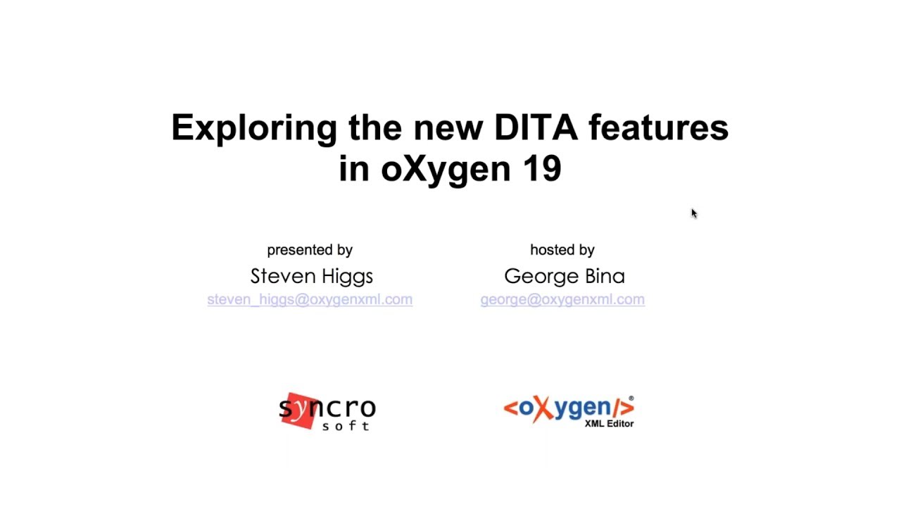Webinar: Exploring the new DITA features in Oxygen 19 - YouTube