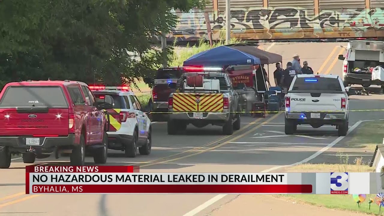 Train derails in Byhalia, MS