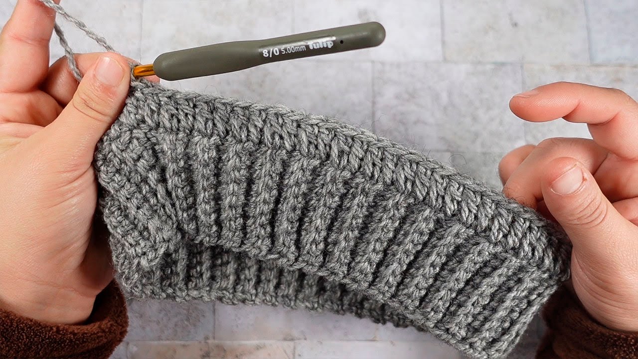 Gorro de lana a crochet. Color gris. Gorro para mu - Artesanum