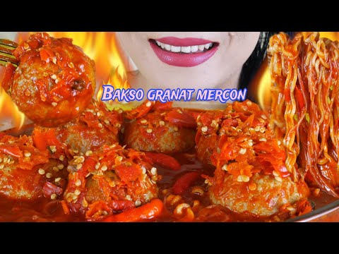 KEPEDESAN MAKAN  BAKSO GRANAT  MERCON, BAKSO PEDAS, KUAH PEDAS FULL CABE | EATING SOUNDS