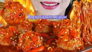 KEPEDESAN MAKAN  BAKSO GRANAT  MERCON, BAKSO PEDAS, KUAH PEDAS FULL CABE | EATING SOUNDS