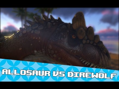 Битва в ARK Survival Evolved | Аллозавр против Лютволка|Allosaur vs Direwolf
