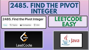 Leetcode | 2485. Find the Pivot Integer | Easy | Java Solution