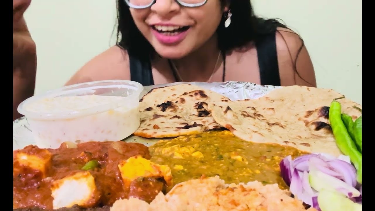 Eating | VEG Thali | Paneer Tikka Masala | Special Daal | UNCUT |ASMR | MUKBANG | PALAVVI AGGARWAL