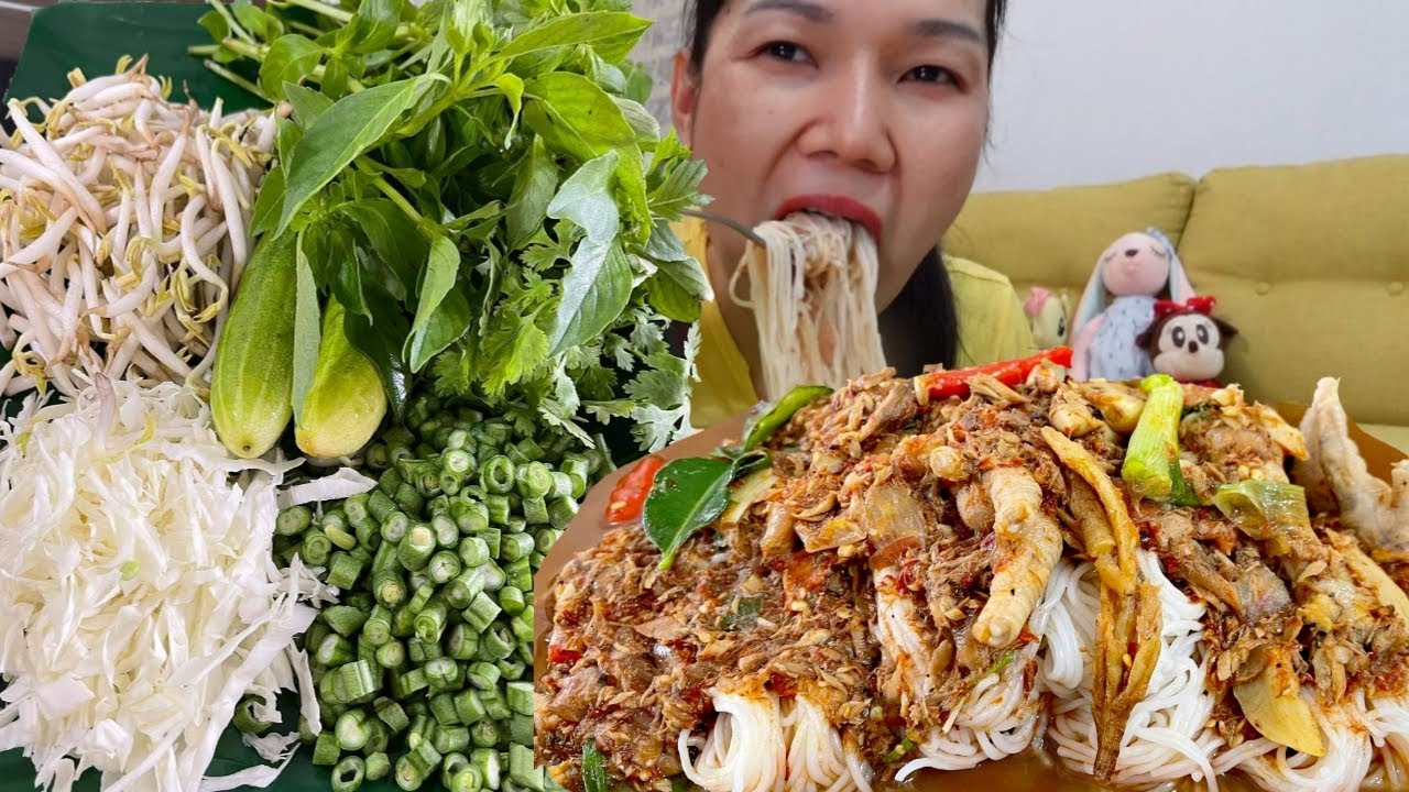 ขนมจีนน้ำยาป่าปลากระป๋องตีนไก่ ผักอีตู่หอมๆ|พร้อมวิธีทำ