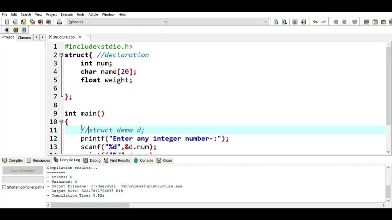 structure in c #coding #programming - YouTube