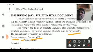 BCom IV Sem Web U3 L3 Embedding Javascript in HTML document