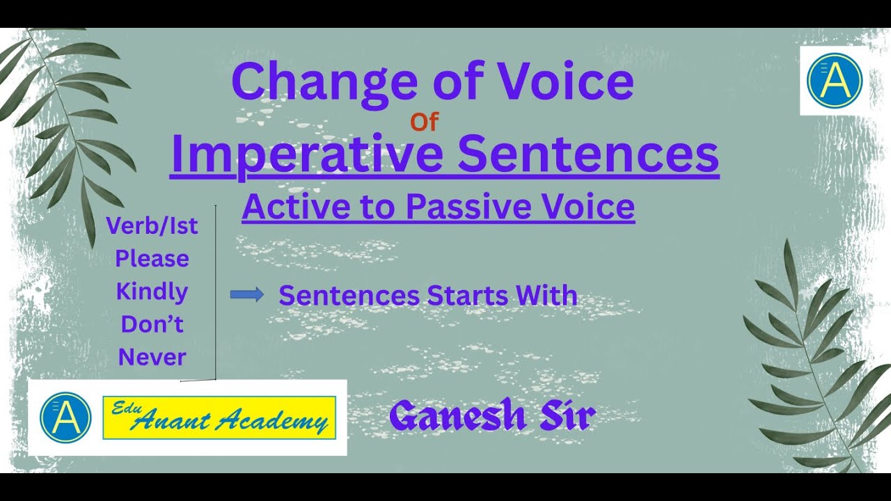 Imperative Voice Example Voice of Imperative Sentences II Change of Voice II Active to Passive ...