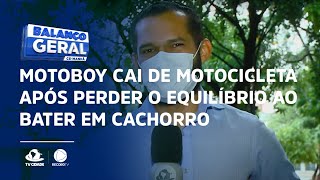 Motoboy cai de motocicleta após perder o equilíbrio ao bater em cachorro screenshot 5