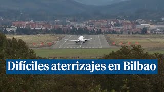 Complicados aterrizajes en el aeropuerto de Bilbao por el fuerte viento