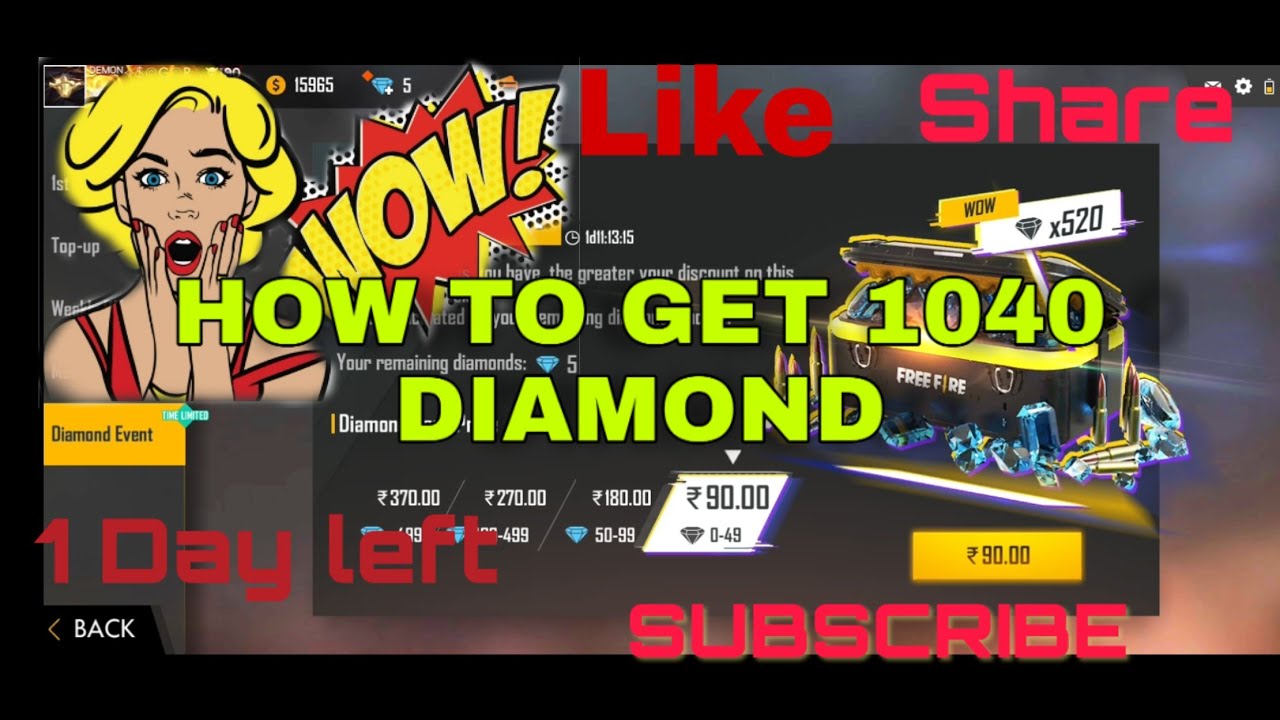 Free Fire Diamond Event Full Details | 520 Diamond Only 90 Rs | Garena Free Fire|GAMING SD