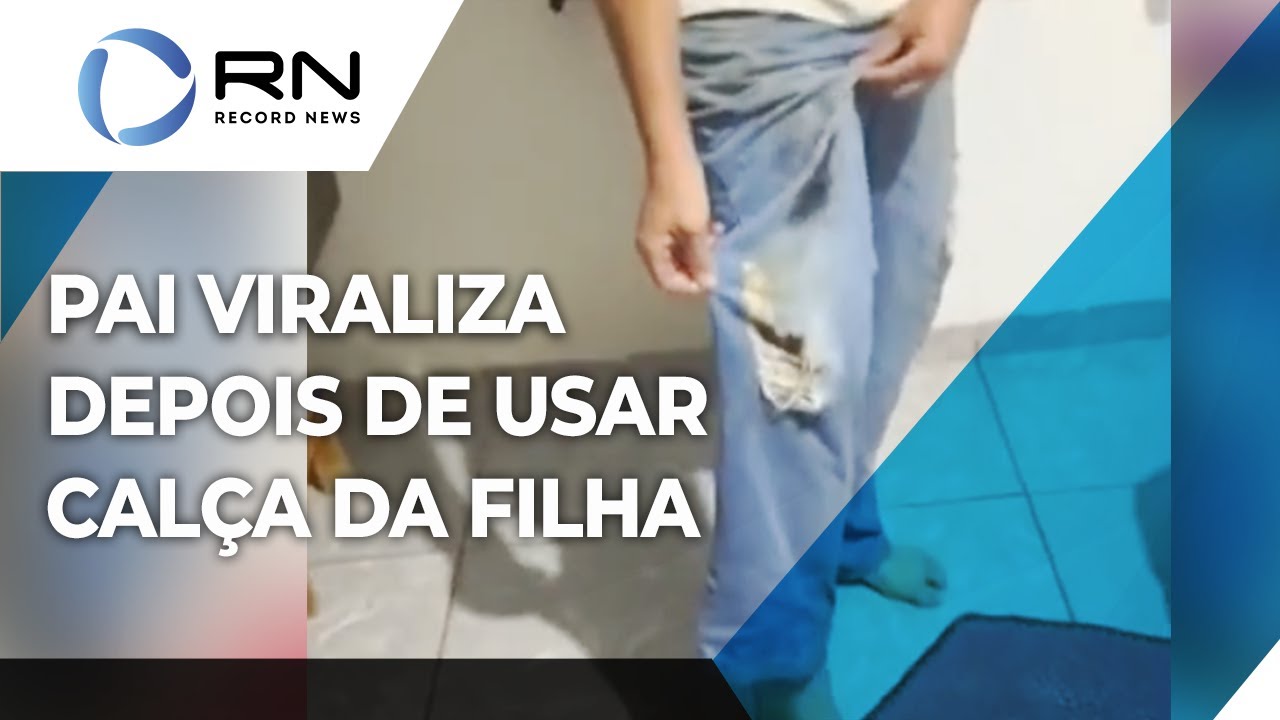 Pai viraliza depois de usar calça nova da filha para trabalhar na obra