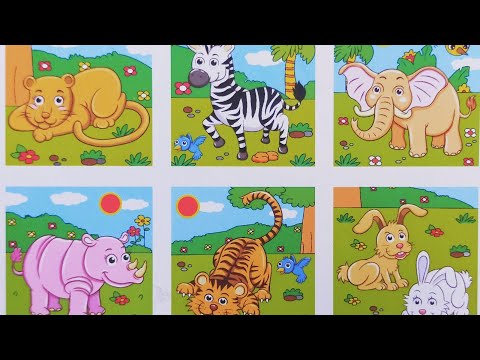 Learn animals names and sounds with wooden blocks puzzle | Kids Bits