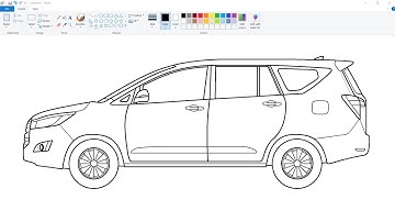 How to draw Toyota Innova Crysta in Ms Paint | Car Drawing Tutorial.