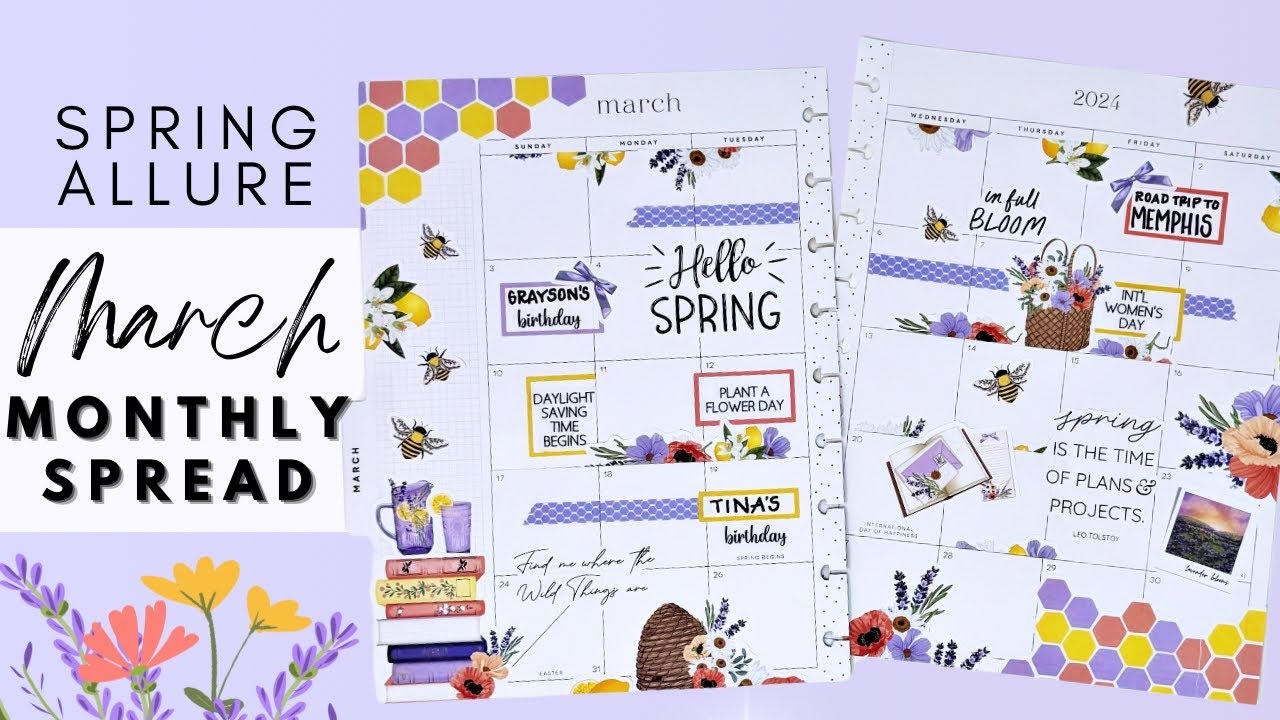 PLAN WITH ME | SPRING ALLURE MARCH MONTHLY SPREAD | THE HAPPY PLANNER