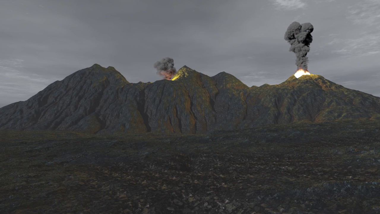 3D_Volcanic Peak eruption CGI