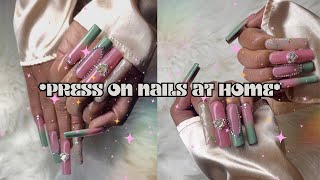 Sage Crystal Ombre Nails ✨💞🪄💅🏽 | Stunning Press on Nails Tutorial!! screenshot 3